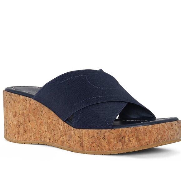 Donald J. Pliner Women's Jocelyn Wedge Sandal Navy Size‎ 9 - Picture 1 of 8